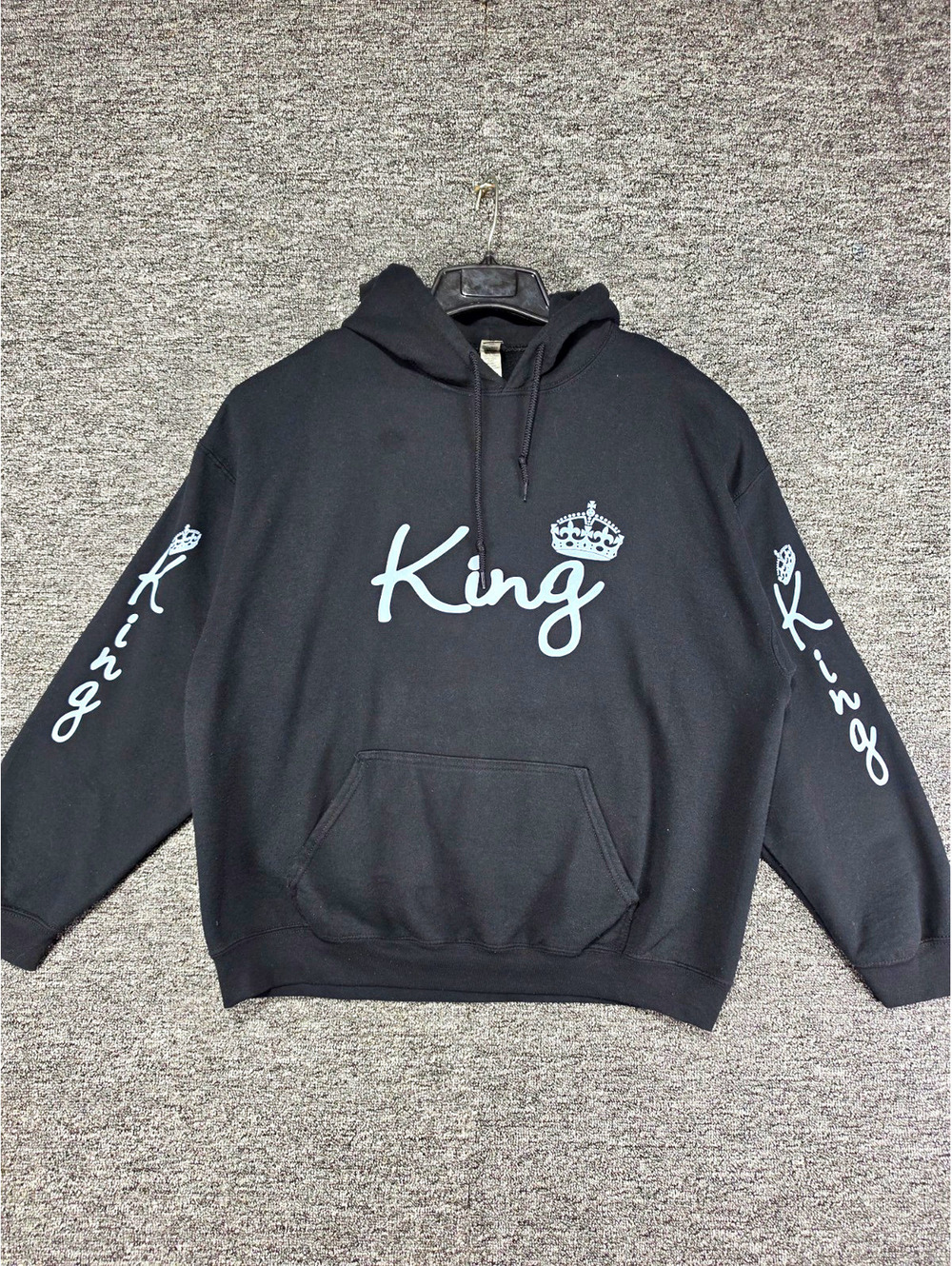 Gildan Heavy Blend Black King Graphic Hooded Fleece Pullover Hoodie Men's XL